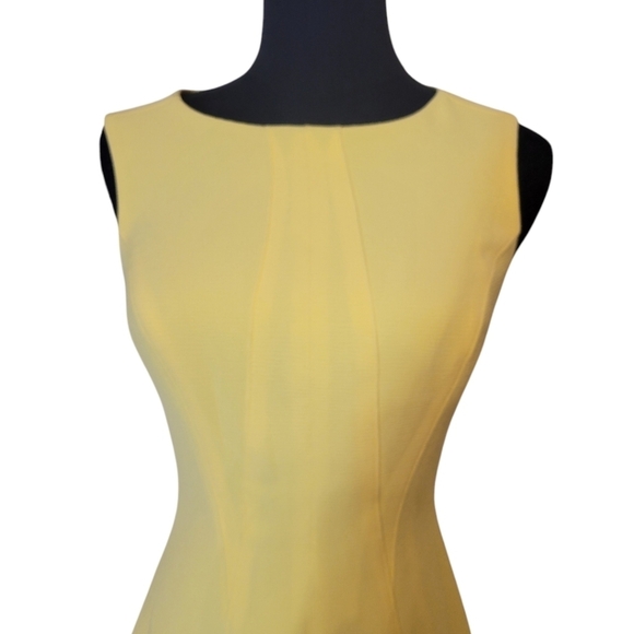 NWT Lauren by Ralph Lauren Yellow Fit and Flare Sleeveless Dress Size 0 - Picture 3 of 6